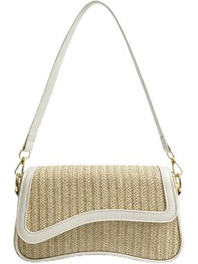 〽️ Women's Beige Pu Leather 2 Removable Strap Zipper Closure Tote Bag